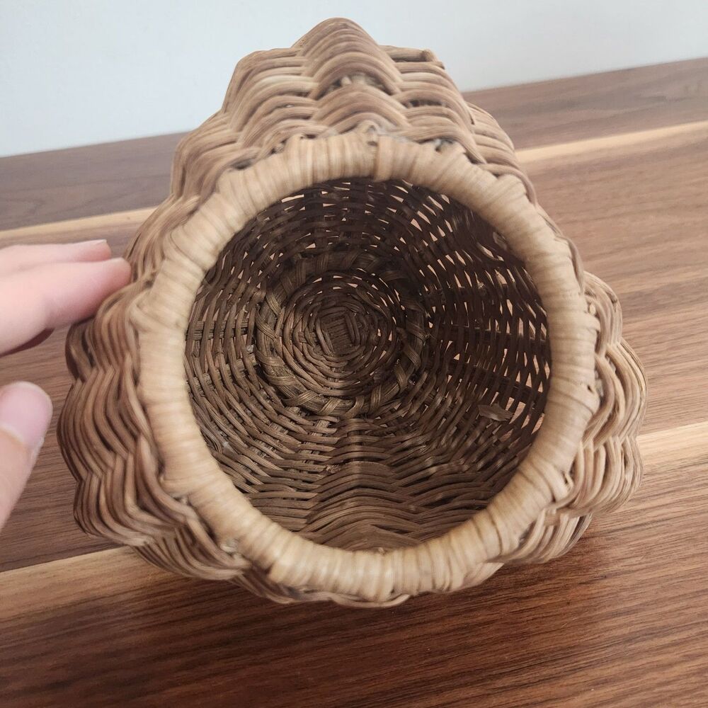 Antique Primitive Buttock Basket With Lid Snake Charmer Fisherman Garlic Vintage - Picture 7 of 14